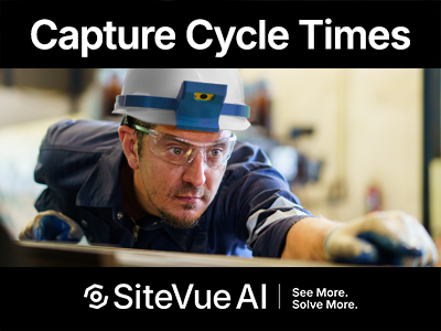 SiteVue AI deploys mounted and wearable AI-powered cameras that give manufacturers real-time visibility into cycle times across every line and operator. The platform benchmarks performance, flags deviations instantly, and alerts supervisors before small delays become costly bottlenecks. With full visual traceability, teams can identify inefficiencies, coach operators, and redesign processes with confidence — driving a 10–20% improvement in floor efficiency within 90 days.